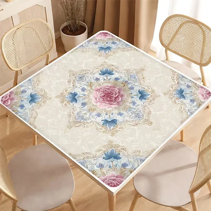 VIKAMA Mahjong Square Table Mat Anti slip Noise Reduction Chinese Yellow Lace Table Mat Chessboard Game Poker Home Decoration