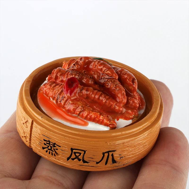 قوانغدونغ الكانتونية نمط الشاي الصباحي نموذج تمثال ملصق الثلاجة ثلاثية الأبعاد