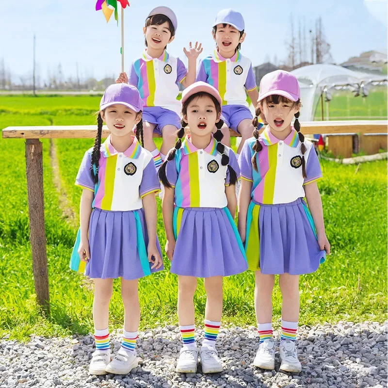 Ragazze ragazzi vestito estivo graduationphoto preppy class dresssprimary school coro dress performance dress summer school uniform set