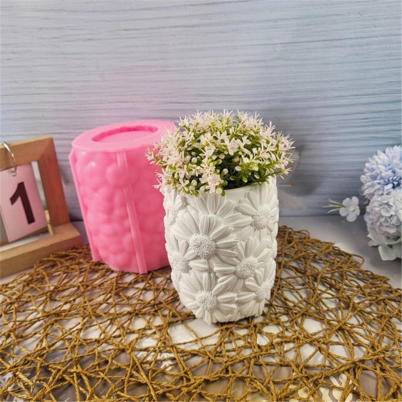 Unique Craft Mould Vase Moulds Flower Pattern Ornament Moulds Silicone Planter Molds Silicone Texture for Flower Vase