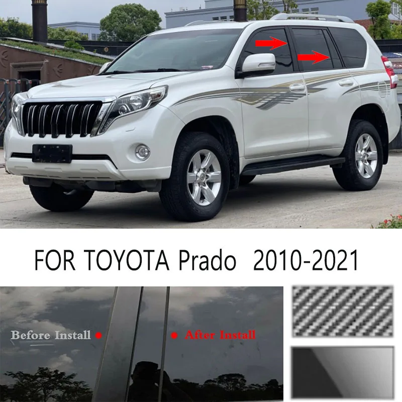 

For TOYOTA Prado 2010-2021 Glossy Black Window Door Column B C Pillar Post Cover Trim Auto Sticker Styling