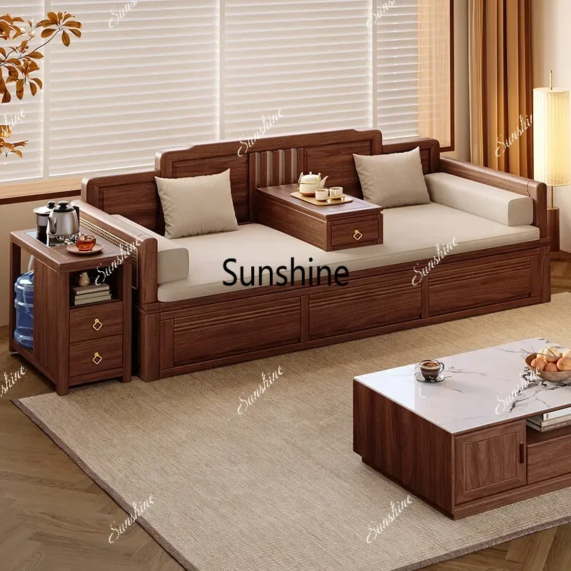 Black walnut Arhat bed, new Chinese storage box, modern simple antique Zen sofa bed