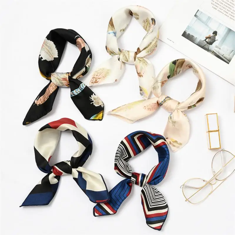 Fashion Letter Print Long Scarf For Women Narrow Ribbon Headband Female Neckerchief Handle Bag Band Bandana Hair Tie Accessories