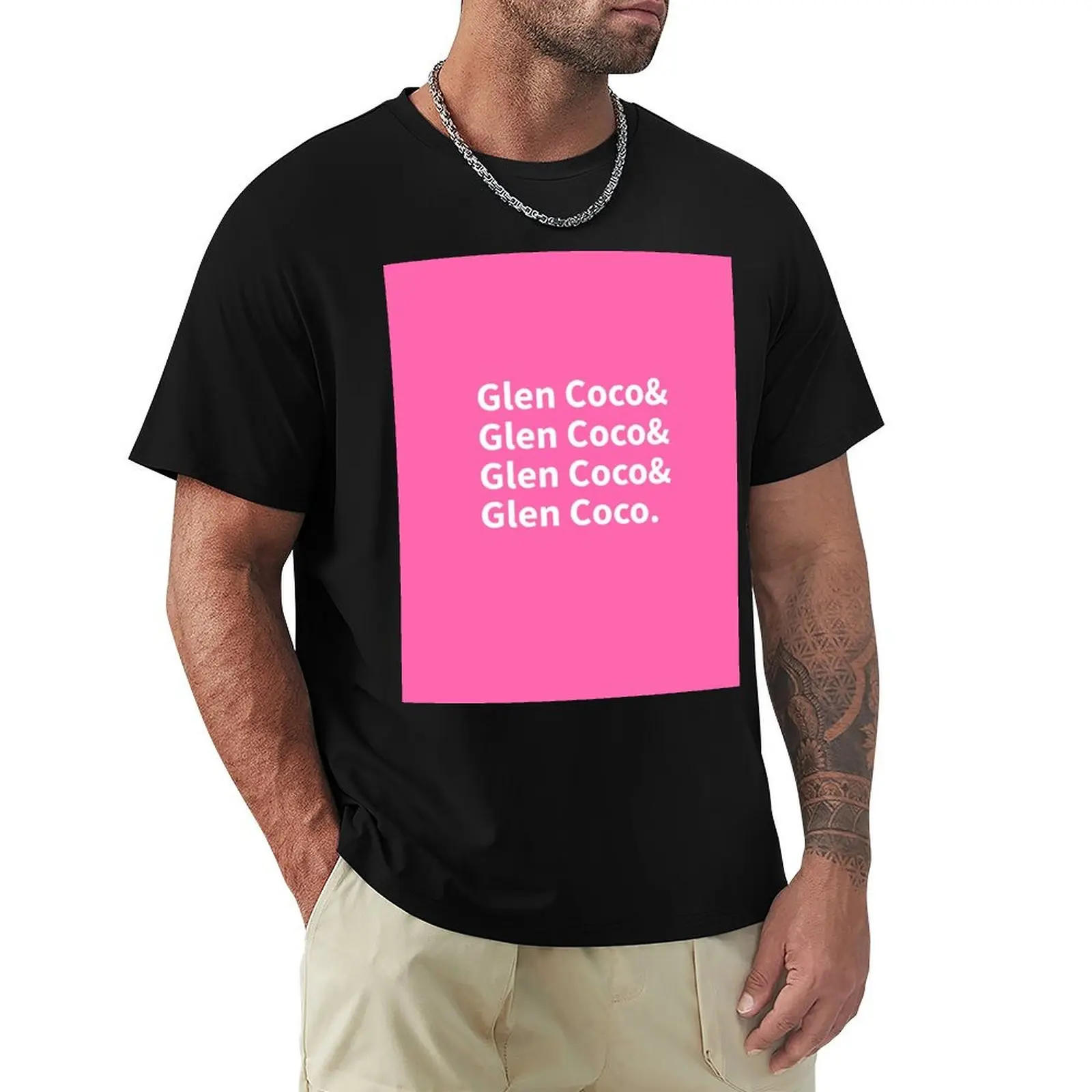 Glen Coco Helvetica List (white on hot pink) T-Shirt Holiday Lightweight T-Shirt