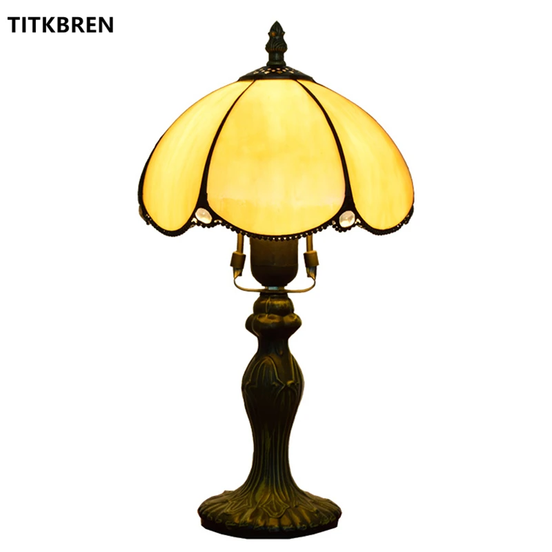 Tiffany Stained Glass Table Lamps Creative Baroque Mediterranean Rose Sun Flower Morning Glory Shade Bedroom Beautiful Lighting
