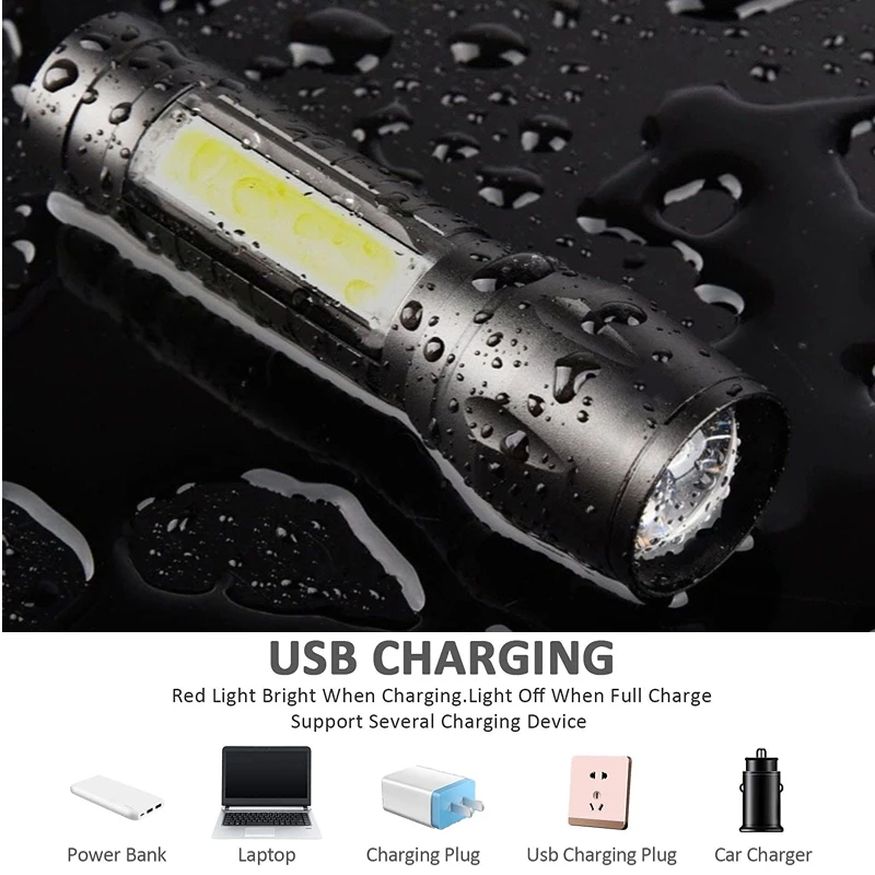 Mini Led Flashlight Portable USB Rechargeable Torch Lantern LED Adjustable Penlight Waterproof T6 Work Light Camping Light