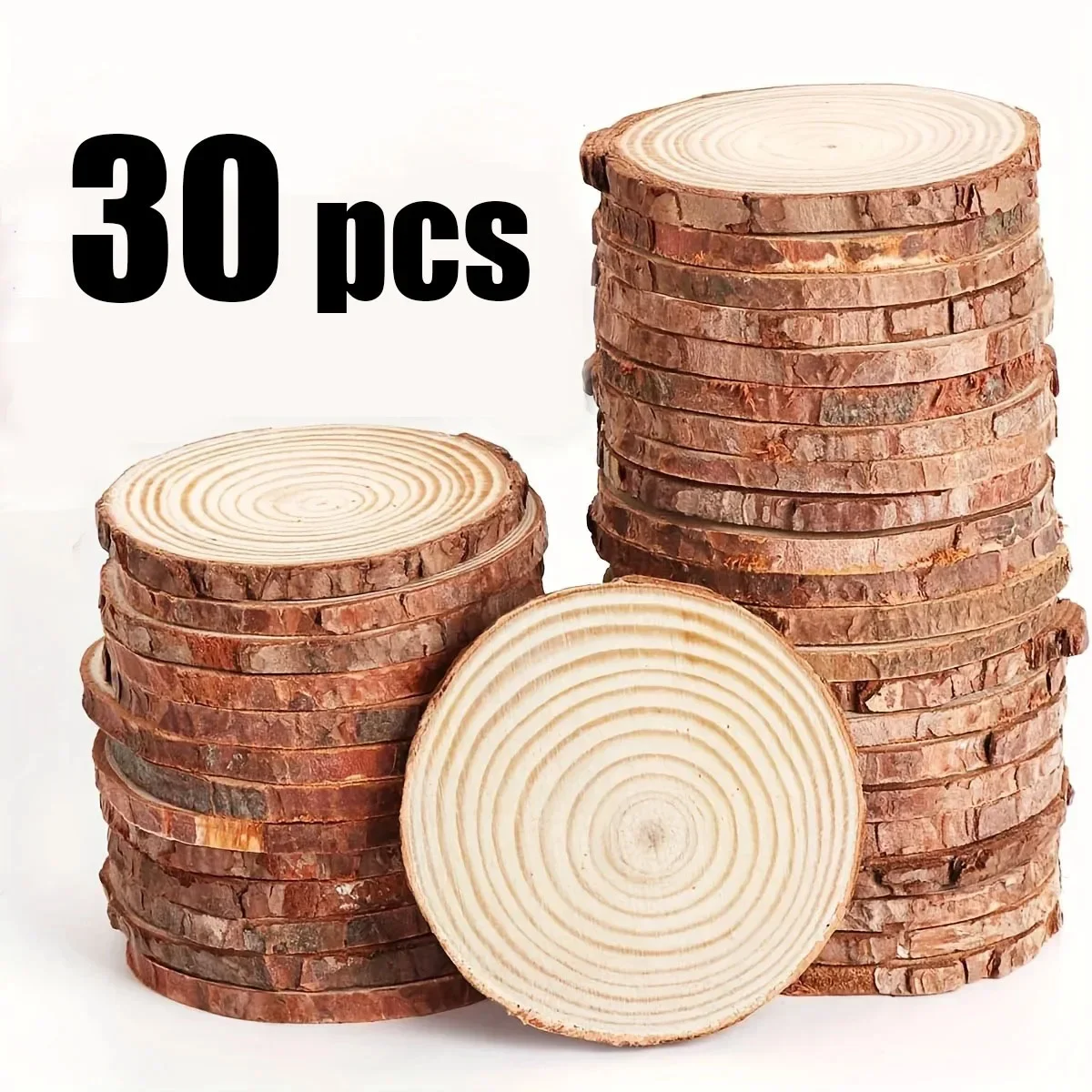 30Pcs Wood Slices 2.4\