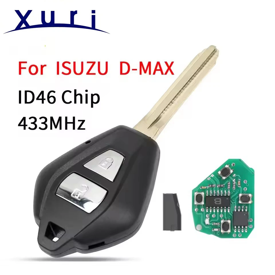 

Xuri 2-кнопочный автомобильный брелок с дистанционным управлением для ISUZU D-MAX MUX, сменный автомобильный ключ 433,92 МГц ASK ID46Chip TOY43 Blade