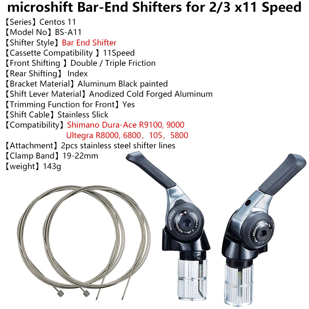 microSHIFT TT Bar End Road Bike Bicycle Shifter 9/10/11 Speed Double/Trip Derailleur 9/10/11 speed Handlebar Shifters