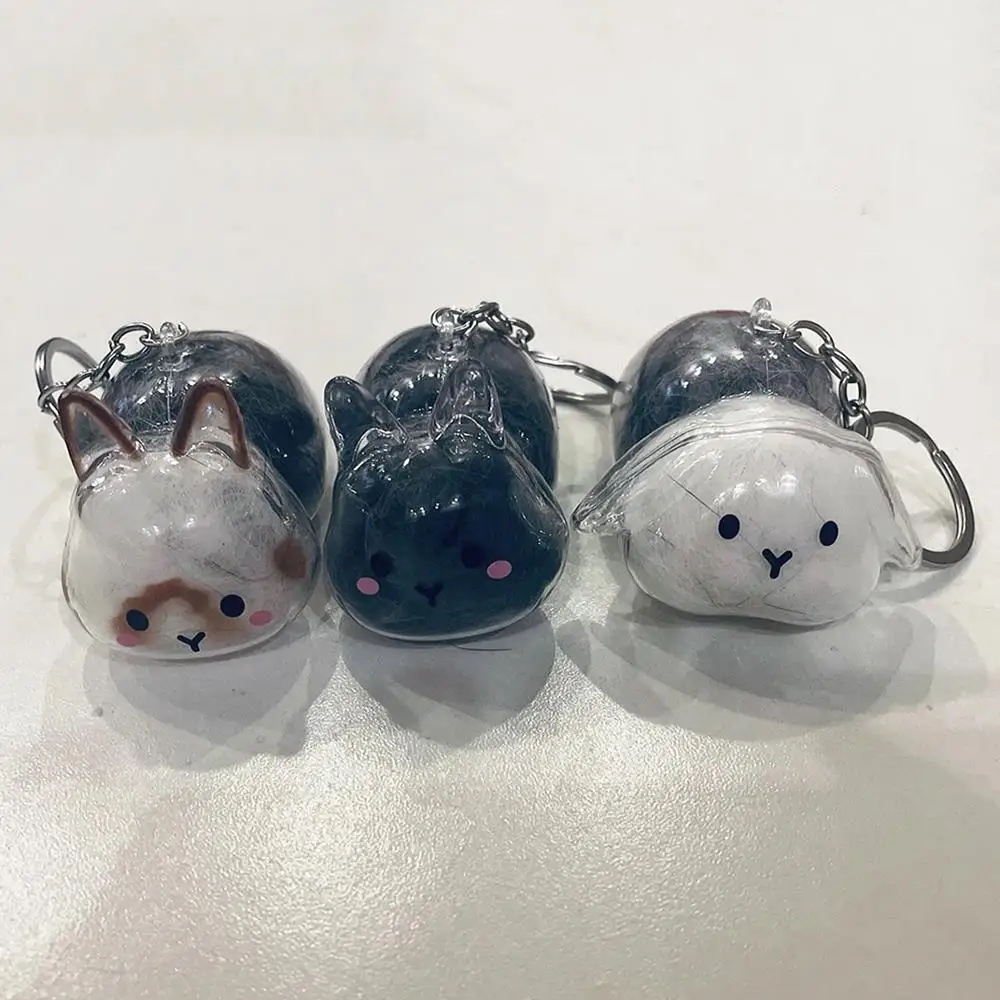

Pet Fur Storage Pendant Rabbit Hair Organizer Birthday Gift Keychain Transparent Creative Cute Rabbit Shape Pet Hair Storage