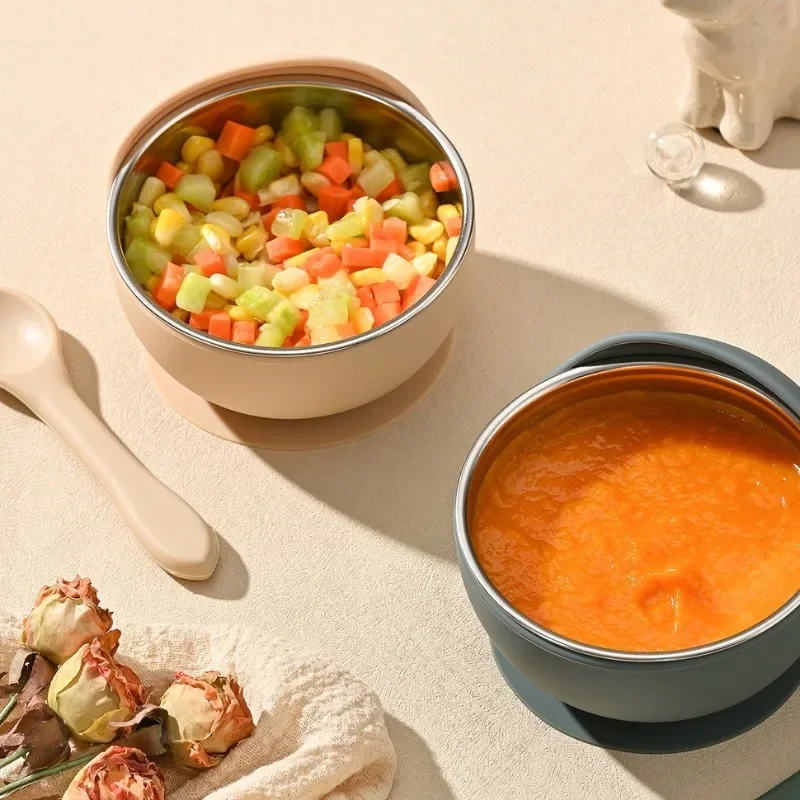 

Silicone Baby Bowl Set Food Grade Infant Feeding Utensils Shatterproof Design Suction Base Toddler Dish