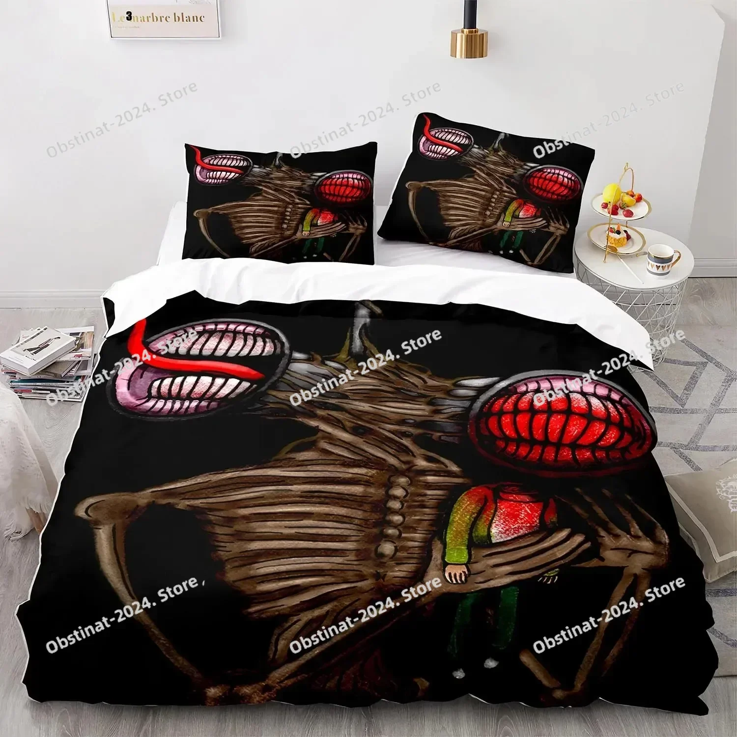 

2025 Siren Head Bedding Set Single Twin Printed Bed Set With Pillowcase Bed Duvet Cover Soft Single Double Queen Super King Size