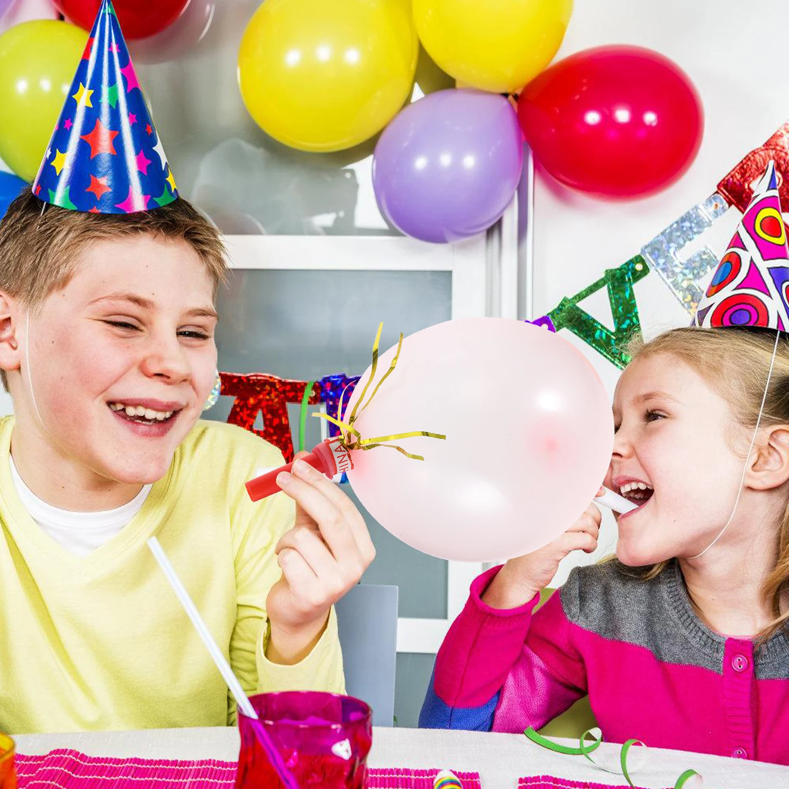 

100 Pcs Whistle Balloon Ballons Blow Outs Bouncy Balloons Punch with Whistles Metal