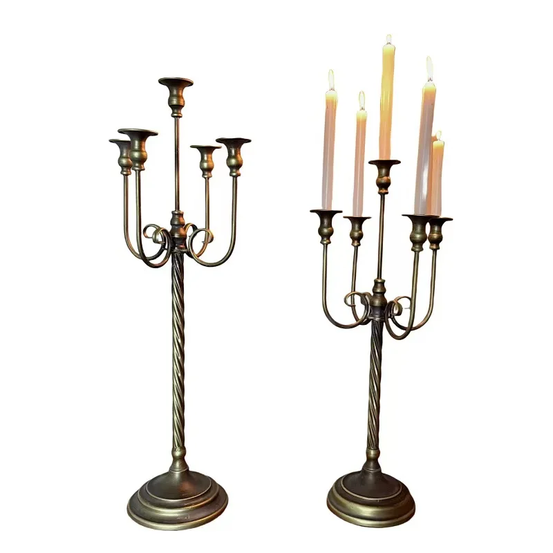 American Antique Bronze Iron Candlestick Home Hotel Candelabra Decoration Branched Multi Headed Candle Vessel