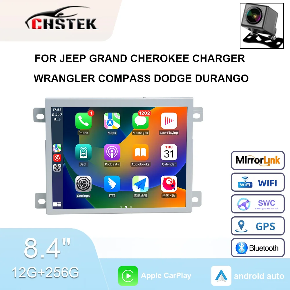 Bluetooth Car Radio For Jeep Grand Cherokee Charger Wrangler Compass Dodge Durango GPS CHSTEK Carplay Android 4G Multimedia WIFI