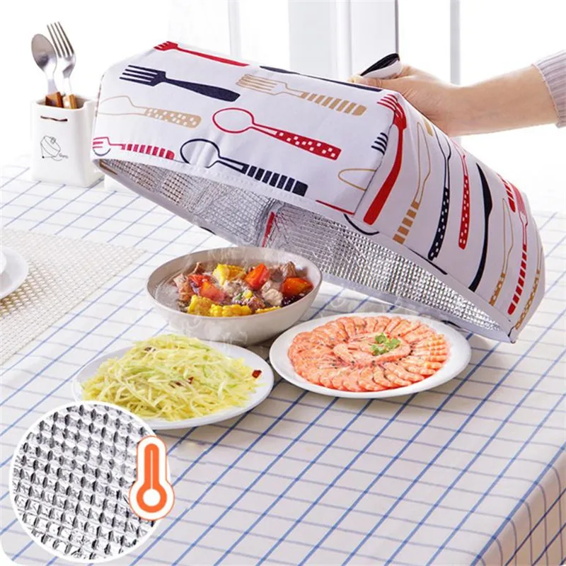 Foldable Hot Aluminum Foil Portable Food CoverFood Covers Keep Warm Dishes Insulation Kitchen Gadgets Accessories Random Color