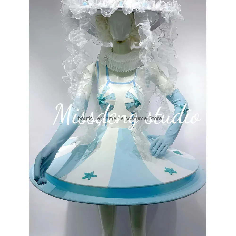 كوس كرنفال تعويم موكب زي حوض السمك بارك المحيط سلسلة قنديل البحر تصميم نجم البحر السماء الزرقاء أداء زي