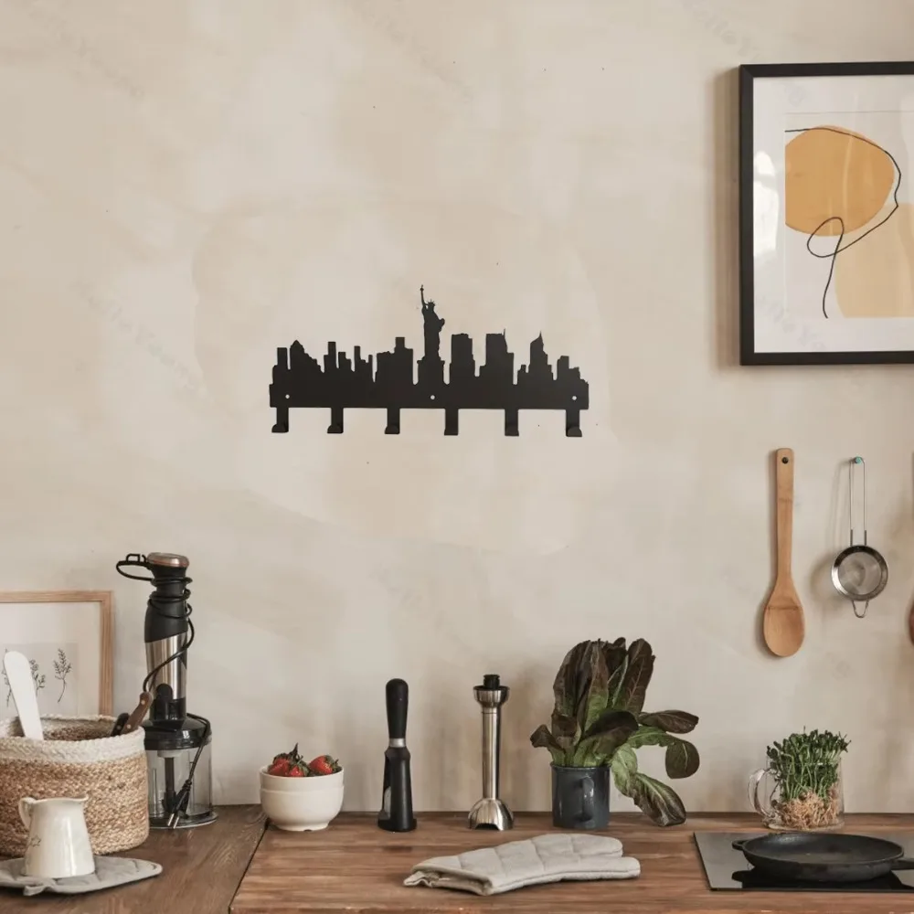 CIFBUY Metal Wall Hook Sturdy Multipurpose Storage Hanger For Apron Bathrobe Mug Utensil Kitchen Home Modern City Style Decor