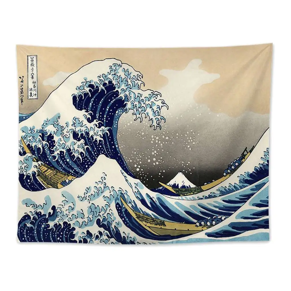 Sea Wave Tapestry Beach Wall Hanging Japan Style Arts Ocean Blanket Polyester Home Decor