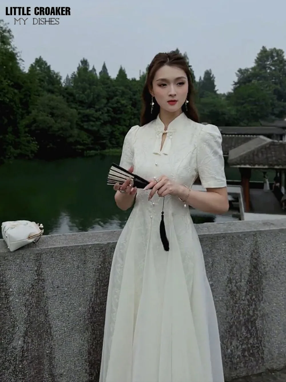 Qipao-Robe Noire Élégante à la Mode pour Femme, Style Chinois, Nouvelle Collection Été
