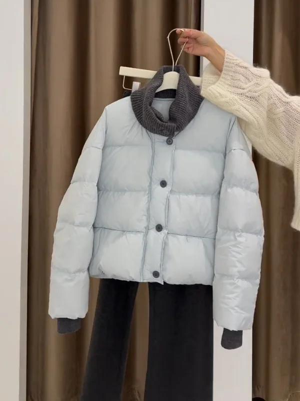 

Thickened Knitted Stand Collar Cotton Jacket Women's Fashionable Casual Style Korean Version Winter New Design Outerwear