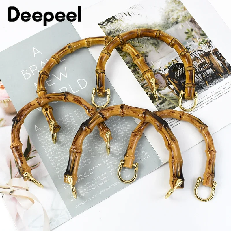 1-5Pcs Deepeel 9/10/12cm Imitation Bamboo Handle for Handbag Purse Kiss Clasp Wallet Woven Bags Handles DIY Crafts Accessories