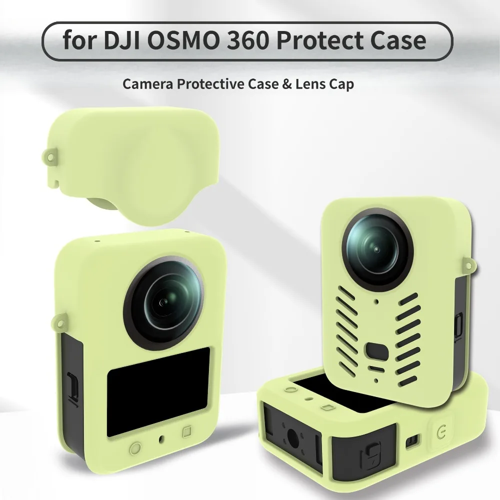 for DJI Osmo 360 Silicone Camera Protect Case Shell Full Coverage Lens Cap Anti-lost Lanyard Drop-proof Anti-scratch Soft Sleeve