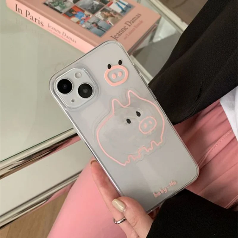 Coreano bonito dos desenhos animados linear pigle grip tok griptok suporte do telefone suporte para iphone 15 samsung universal acessórios titular