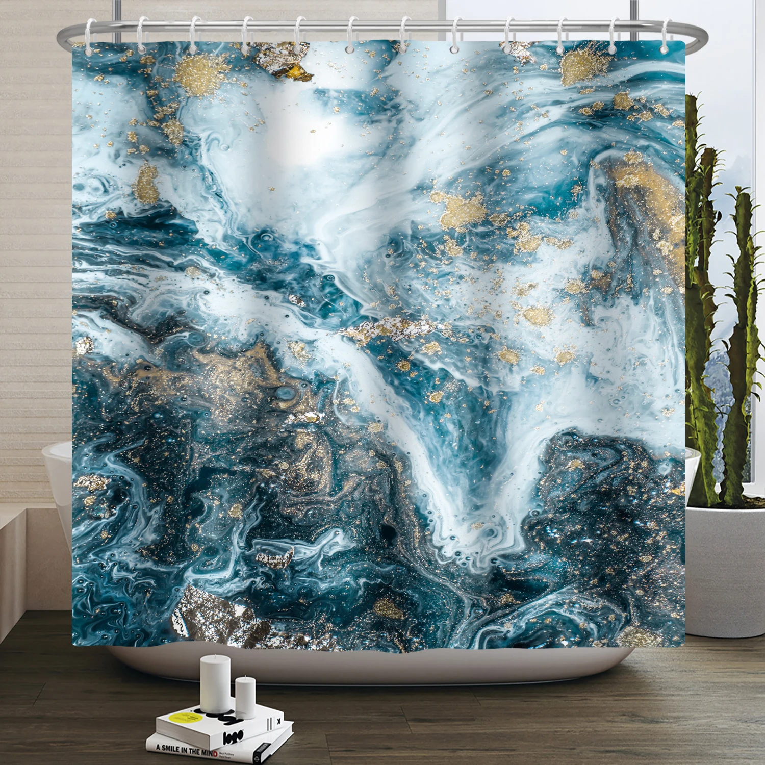 Marble Bathroom Curtain Abstract Modern Luxury Shower Curtain Waterproof Fabric Shower Curtain Bath Curtains With Hooks180x200