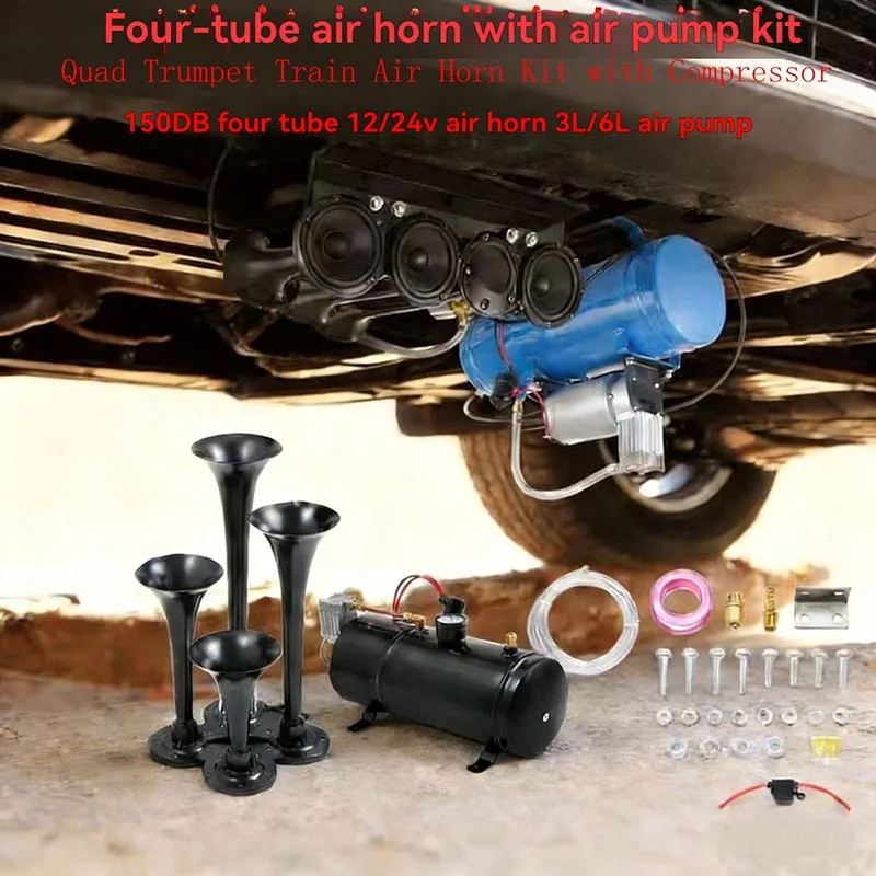 Heavy Duty 12V 24V Plug Car Air Compressor with 3L 6L Air Tank Portable Electric Tire Inflator Pump for Vehicle Tyres
