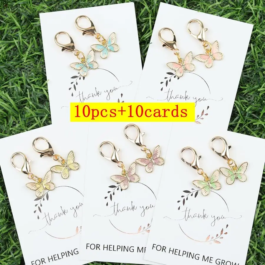 1/5/10/20/50/100pcs s/s Mini Butterfly Keychains with 