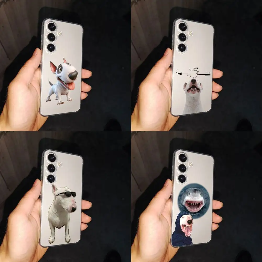 

Bull Terrier Dog Pet Shark Phone Case For Samsung S24,30,21,22,23,20 FE,lite,PIus,Ultra,5G,Note,9,10 Transparent Box