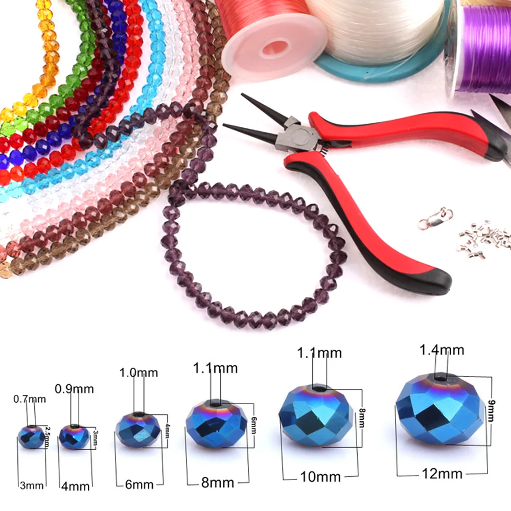 3/4/6/8/10mm Colour Flat Round Faceted Crystal Glass Loose Bead Jewelry Accessories DIY Bracelet/Necklace/Earring Jewelry Making