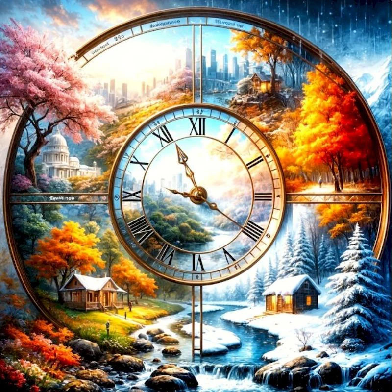 

Nabi Diamond Mosaic Landscape Clock Diamond Painting Scenery Full Round Drill Embroidery Handmade Bedroom Decoration