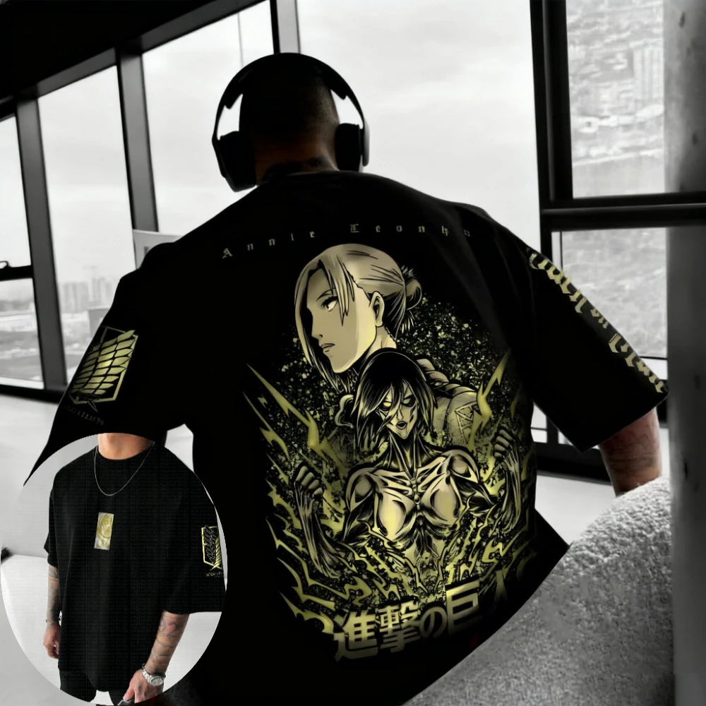 T-shirt Attack on Titan pour hommes et femmes, Annie Leonhart, t-shirt d'anime, été, printemps, manches courtes, tenue ample pour garçon, tenue parent-enfant