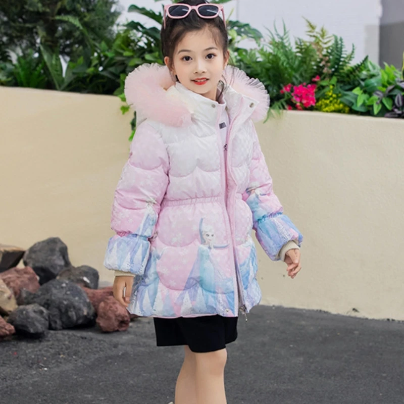 Girls Down Coat Jacket Cotton Outerwear Windbreak 2023 Elegant Thicken Velvet Winter Warm Snowsuit Children\'s Clothing