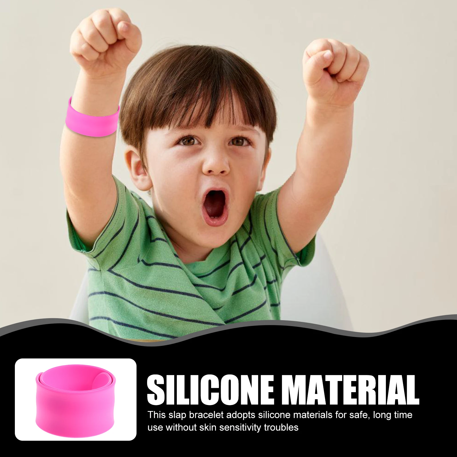 

5 Pcs Papa Circle Silicone Snap Ring Bracelet Child Silica Gel Slap Bracelets Kids