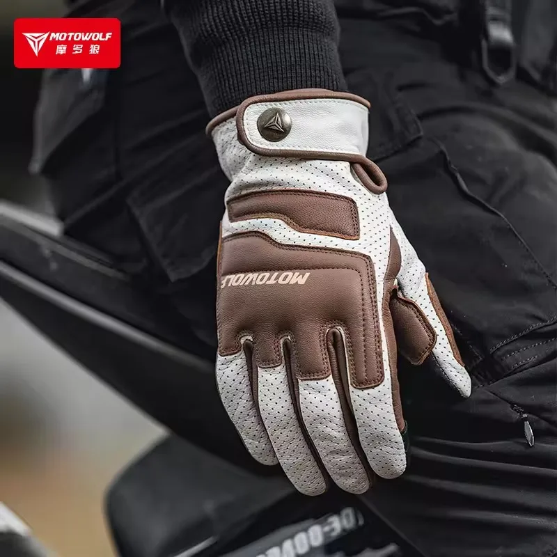 Guantes para Motos Leather Motorcycle Gloves Accesorios Moto Luva Motocicleta Motorrad Guanti Luvas Retro Vintage Riding Gloves