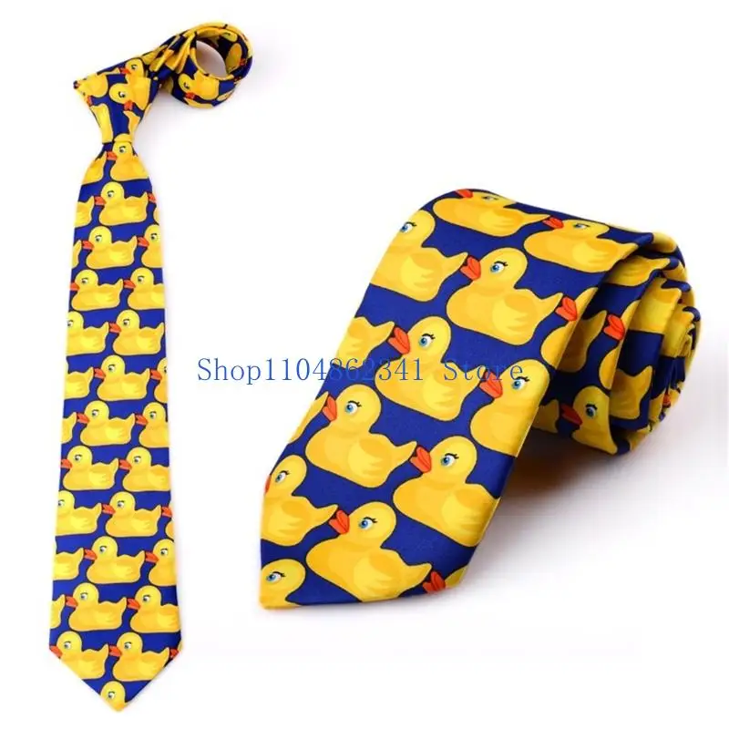 5ASD نمط البط غريب الأطوار حرير العنق على ارتداء الرسوم مع ربطة زفاف طباعة الكرتون