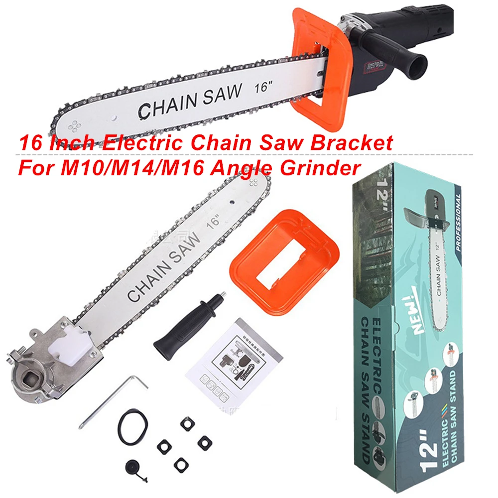 Universal 16 Inch Electric Chain Saw Bracket Adjustable Chainsaw Adapter Converter Bracket For M10/M14/M16 Angle Grinder