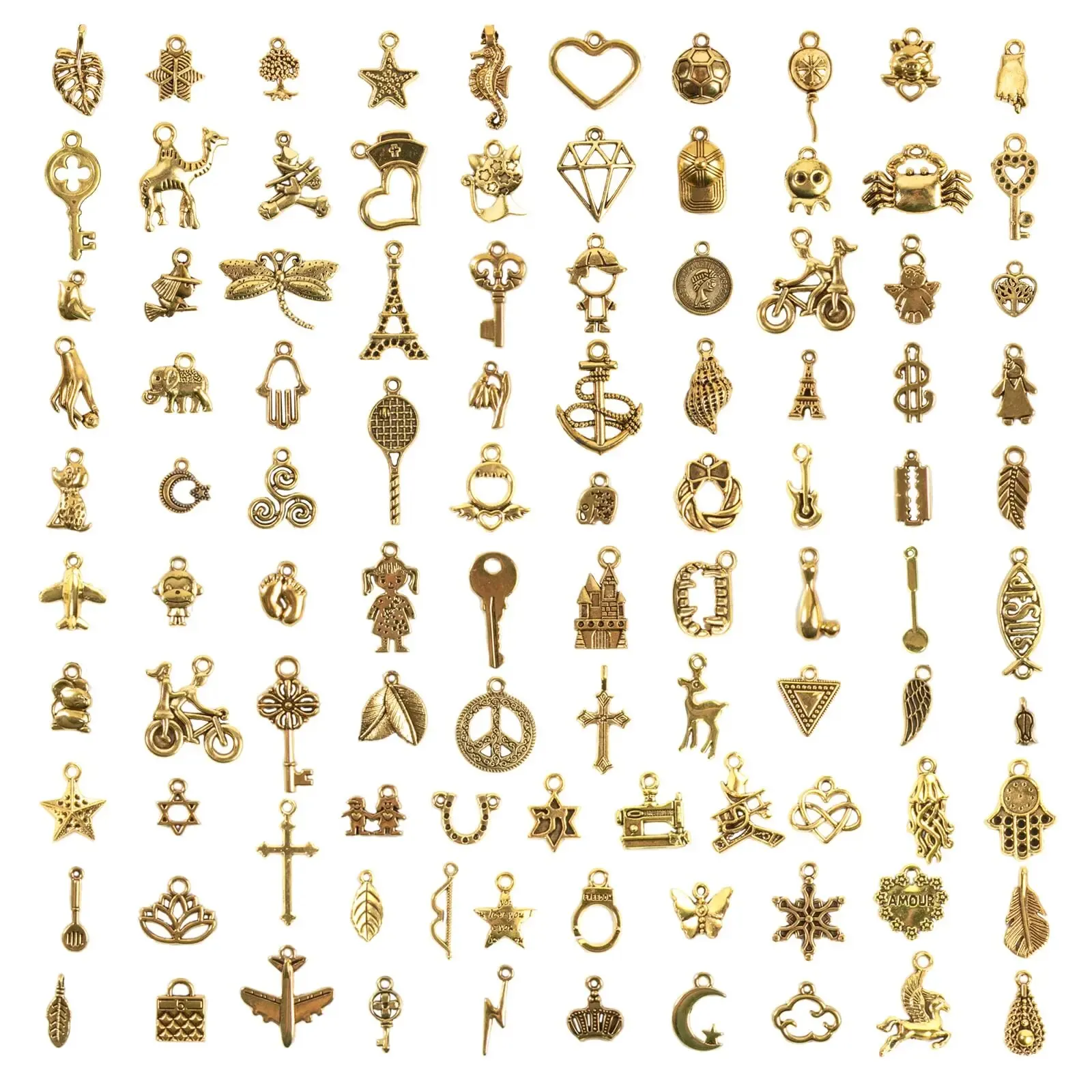 50pcs Bulk Lots Jewelry Making Charms, Mixed Smooth Metal Charms, Pendants Bracelet Necklace Jewelry Making and DIY Craft