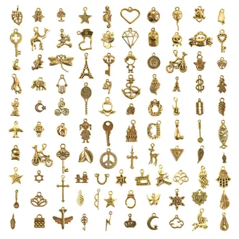 50 sztuk luzem dużo wisiorków do wyrobu biżuterii, mieszane gładkie metalowe wisiorki, wisiorki bransoletka naszyjnik tworzenie biżuterii i rękodzieło DIY