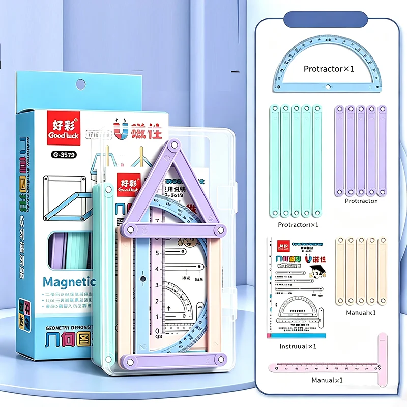 Kids Geometry Learning Set – Triangle Square Rectangle Shape Model, Math Manipulatives for Elementary School Classroom Home