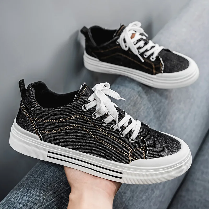 

Men Shoes Classic Denim Canvas Shoe Fashion Street Skateboard Shoes Laced Vulcanize Footwear Breathable Casual Shoe Men Sneakers