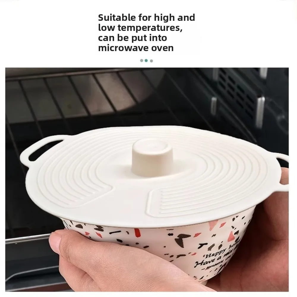 Dustproof Silicone Pot Lid Anti-spill Sealing Fresh-keeping Lid Splash-proof with Handle Oil Cover for Microwave Refrigerator