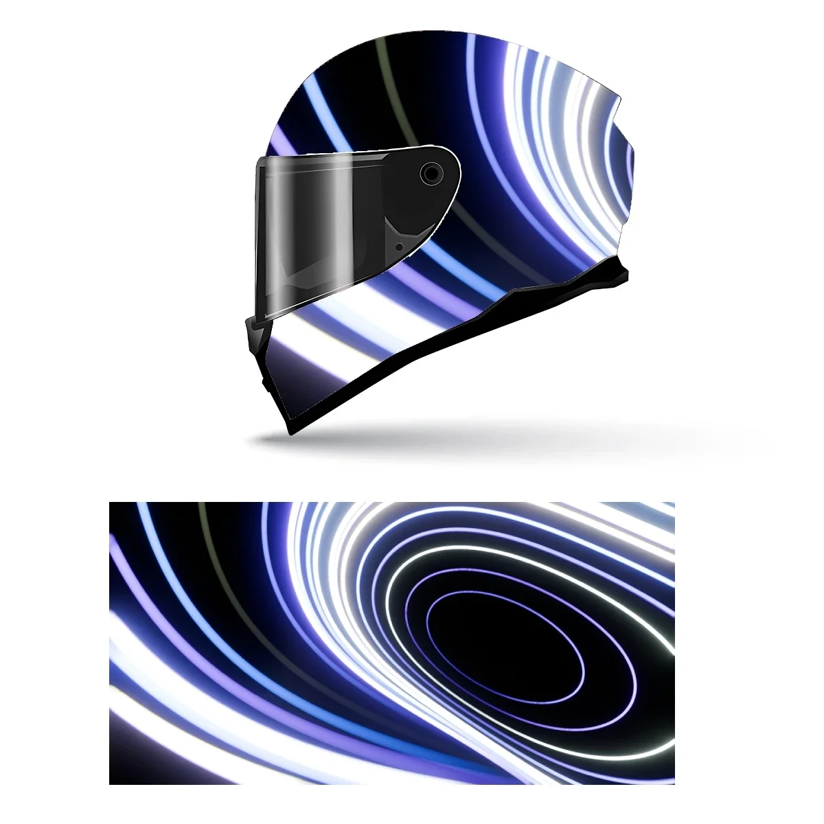 Adesivo Decorativo para Capacete de Motocicleta, Gráfico de Corrida em Vinil, Estilo Minimalista Abstrato 3D, Envelopamento Completo para Capacete