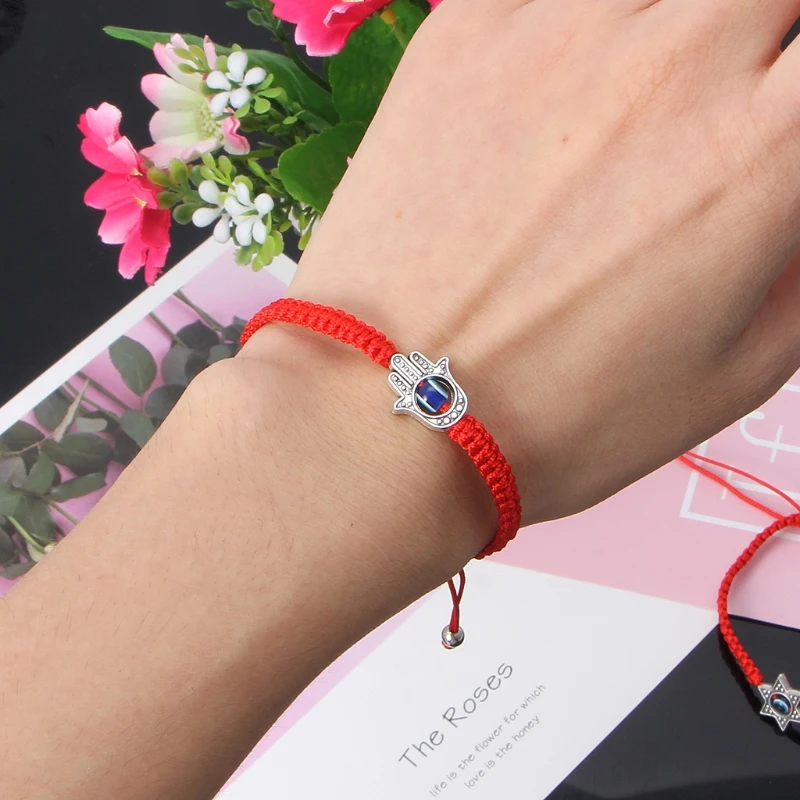 Simple Red String Hamsa Bracelets Kabbalah Blue for Evil Eye Fatima Hand Bracelets for Success Amulet Jewelry Decor Gift