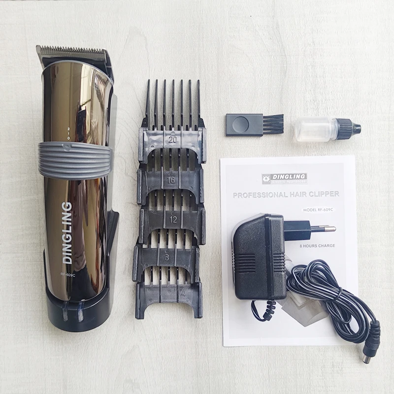 AIKIN dingling RF-609C الذهب اللون الكهربائية الشعر المتقلب المنزل استخدام مقص الشعر قابلة للشحن آلة قطع الشعر للعائلة 220 فولت