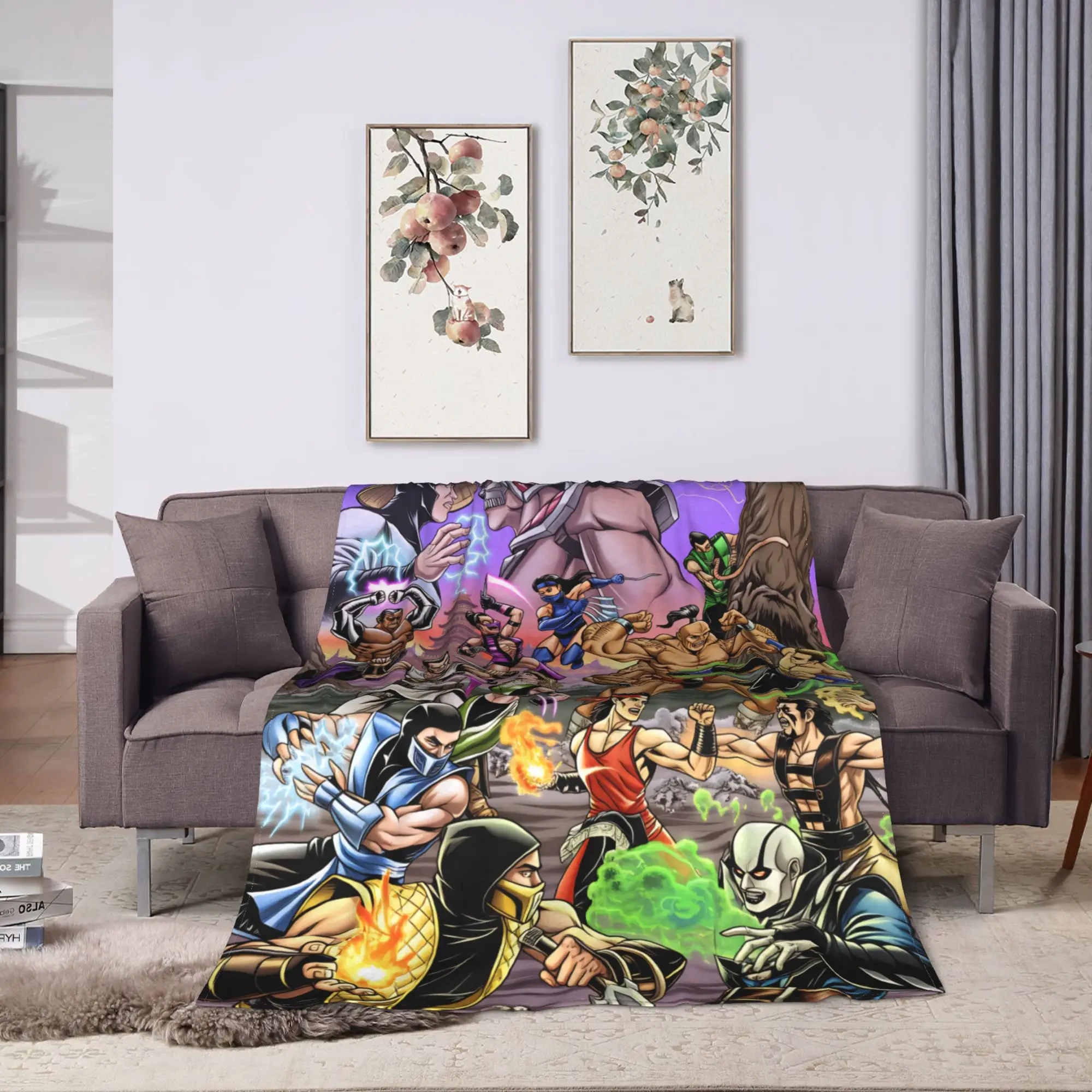 Mortal Kombat II Blanket Vintage Game Travel Office Flannel Throw Blanket For Home Decor Super Soft Design Quality Bedspread