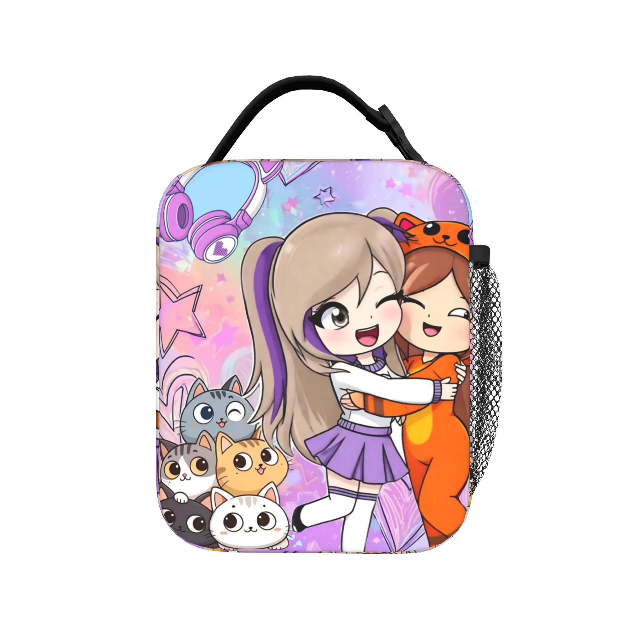 Lyna Vallejos Gamer Insulated Lunch Bag Cooler Bag Meal Container Heart High Capacity Tote Lunch Box Girl Boy College Picnic
